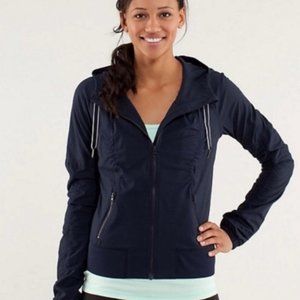 Lululemon Nylon Rain Track Jacket Navy Stripe 8